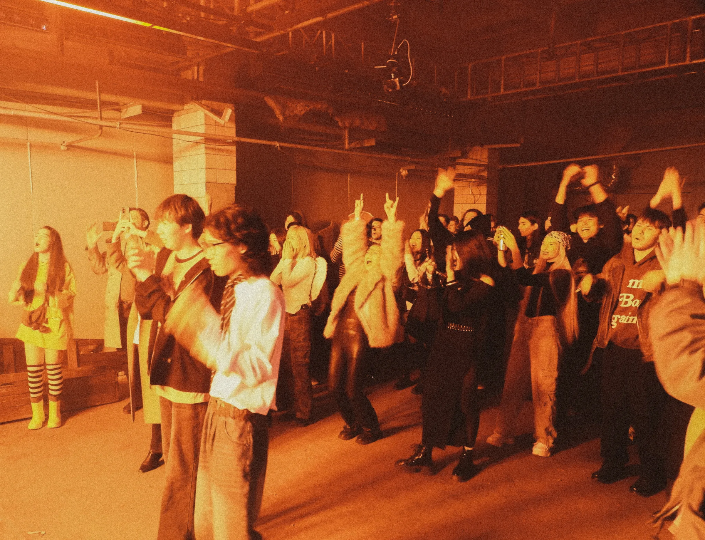 The dance floor in orange light